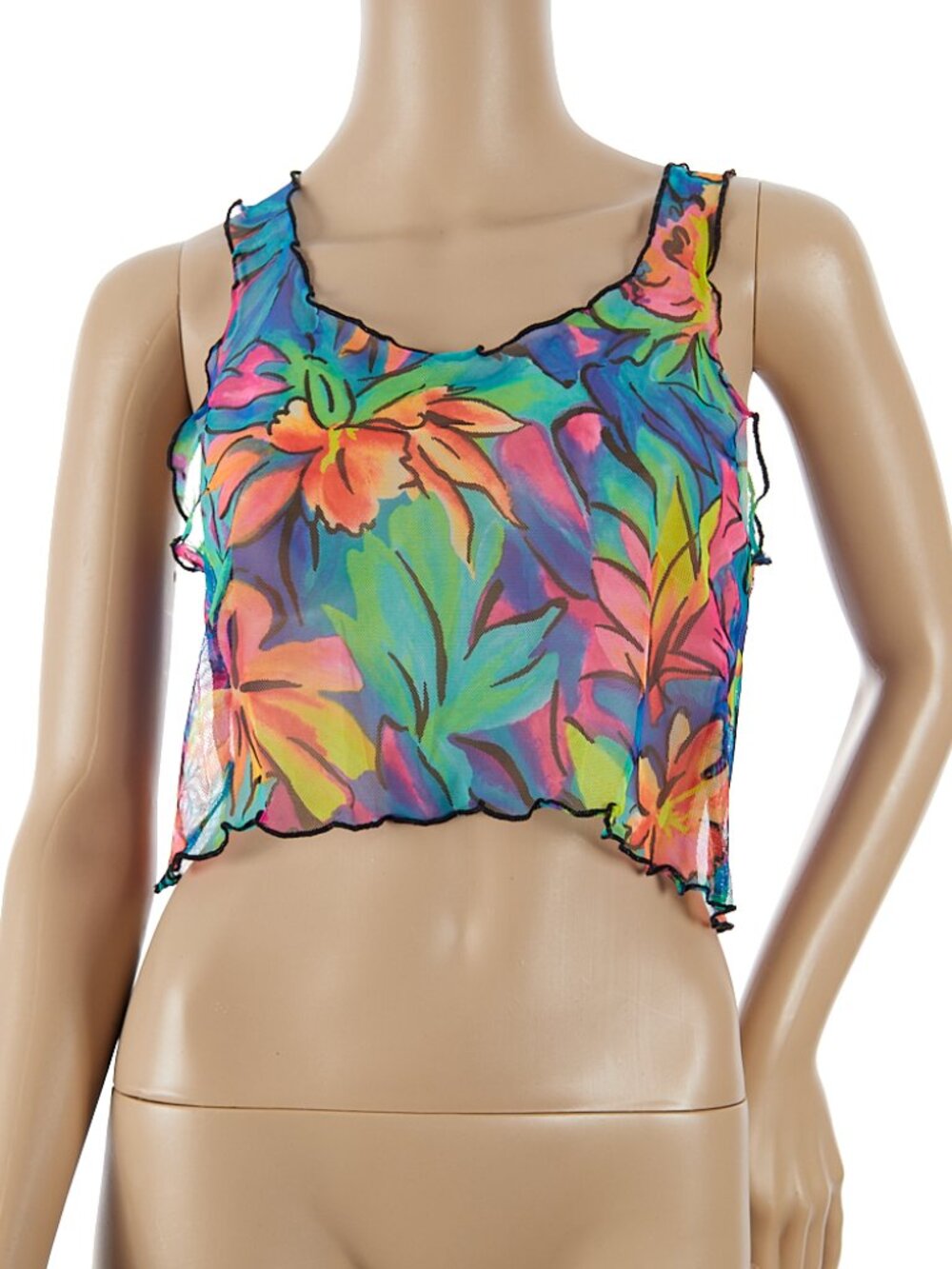 Vintage 80s Venus Swimwear Mesh Cropped Tank Coverup Made in USA